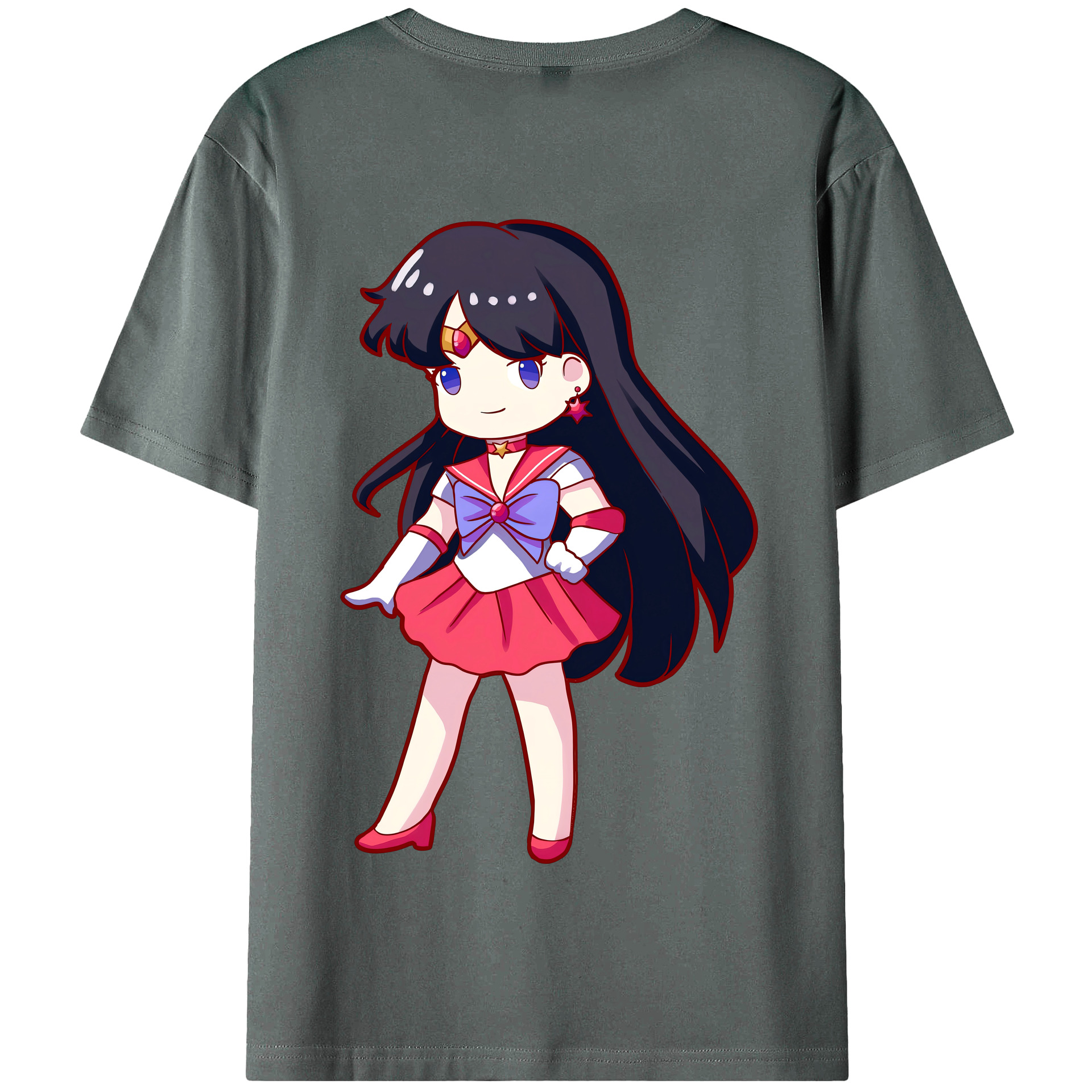（画像用） 美少女戦士セーラームーン 火野レイ ひの レイ Sailor Moon Hino Rei （セーラーマーズ,Sailor Mars） 綿100％半袖Tシャツ（背面プリント）